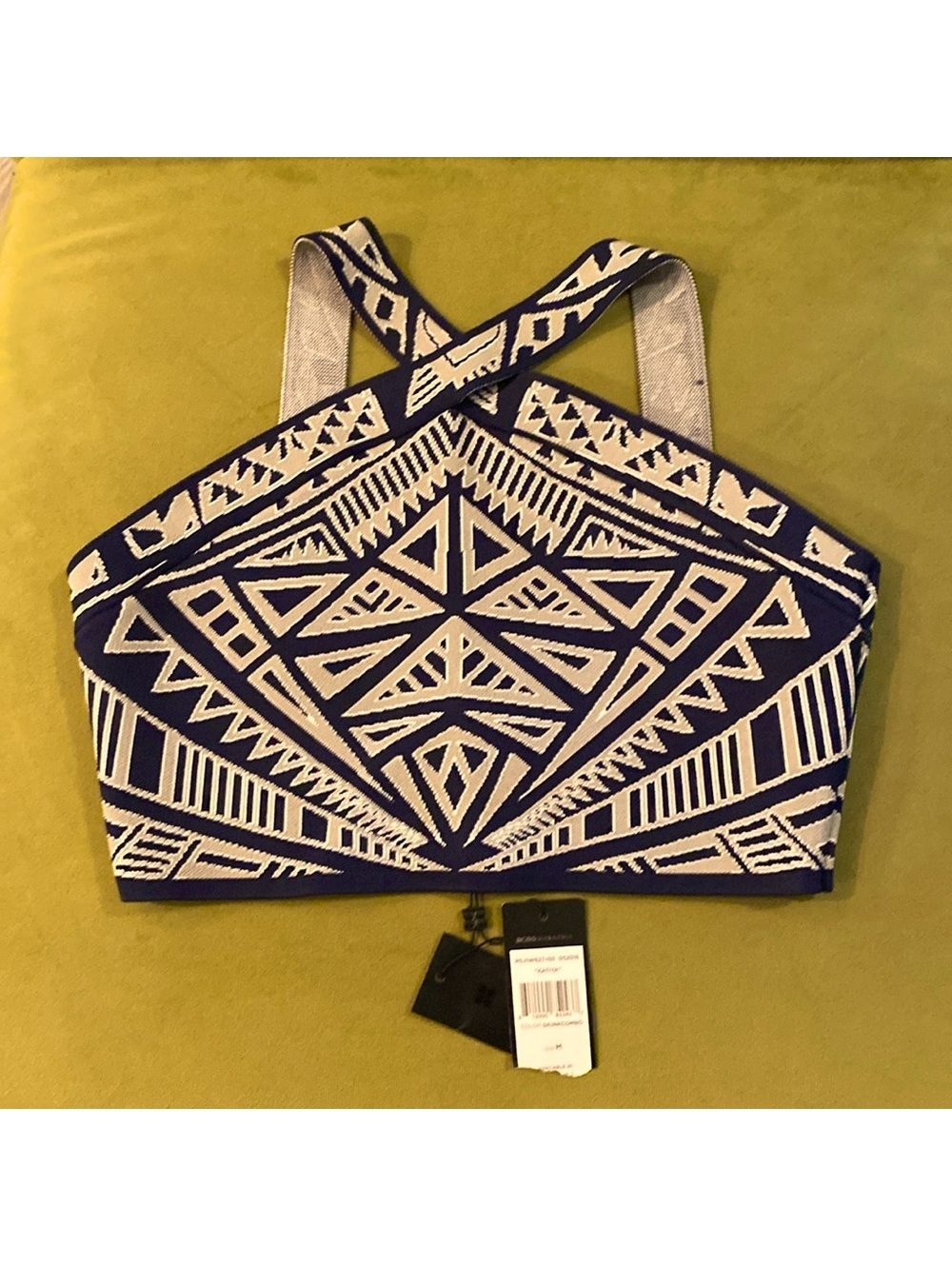 BCBGMaxAzria Navy and White Geometric Crop Top [COPY]